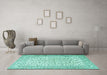 Machine Washable Persian Turquoise Traditional Area Rugs in a Living Room,, wshtr3458turq