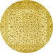 Round Machine Washable Persian Yellow Traditional Rug, wshtr3458yw