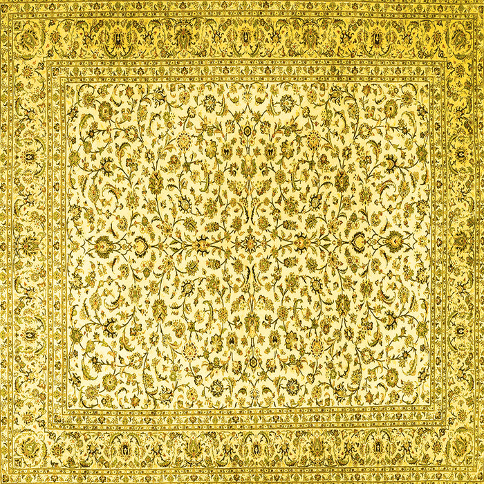 Square Machine Washable Persian Yellow Traditional Rug, wshtr3458yw