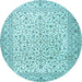 Round Machine Washable Persian Light Blue Traditional Rug, wshtr3458lblu