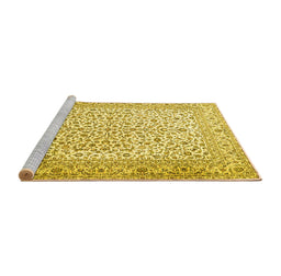 Sideview of Machine Washable Persian Yellow Traditional Rug, wshtr3458yw