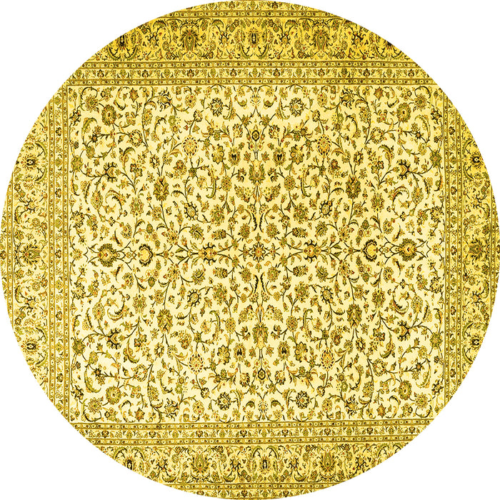 Round Persian Yellow Traditional Rug, tr3458yw