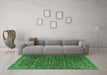 Machine Washable Persian Emerald Green Traditional Area Rugs in a Living Room,, wshtr3459emgrn