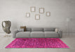 Machine Washable Persian Pink Traditional Rug in a Living Room, wshtr3459pnk