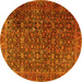 Round Machine Washable Persian Yellow Traditional Rug, wshtr3459yw