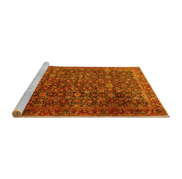 Sideview of Machine Washable Persian Yellow Traditional Rug, wshtr3459yw