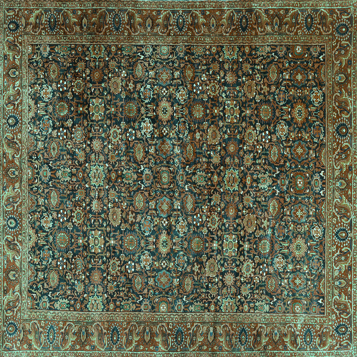 Square Machine Washable Persian Turquoise Traditional Area Rugs, wshtr3459turq