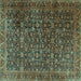 Square Machine Washable Persian Turquoise Traditional Area Rugs, wshtr3459turq