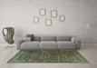 Machine Washable Persian Turquoise Traditional Area Rugs in a Living Room,, wshtr3459turq