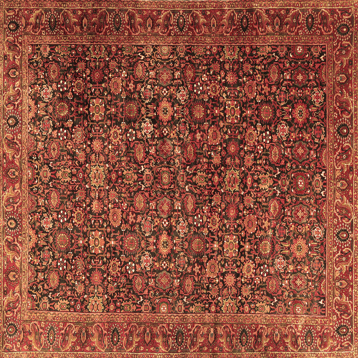Square Machine Washable Persian Brown Traditional Rug, wshtr3459brn