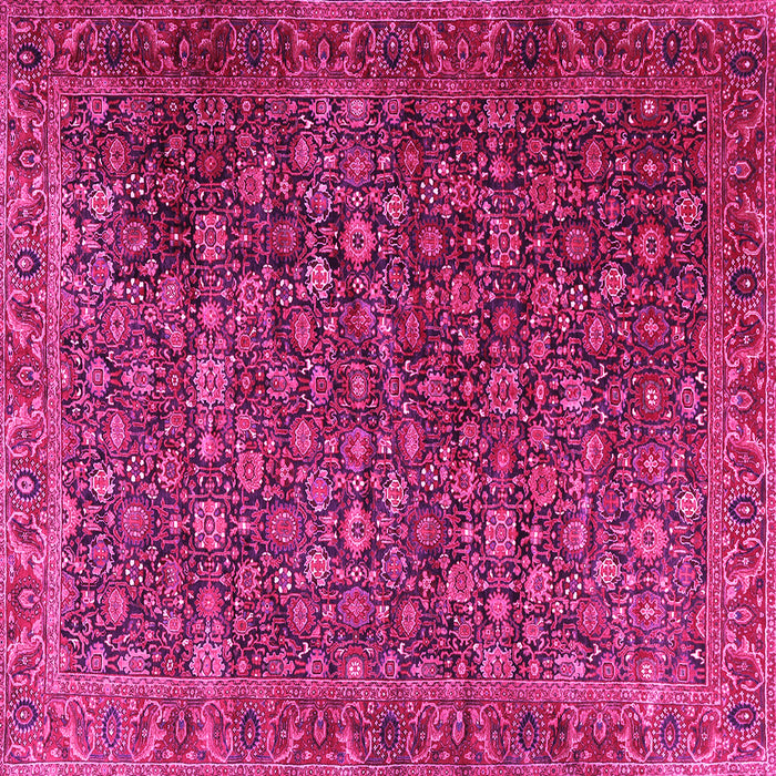 Square Machine Washable Persian Pink Traditional Rug, wshtr3459pnk