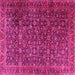 Square Machine Washable Persian Pink Traditional Rug, wshtr3459pnk