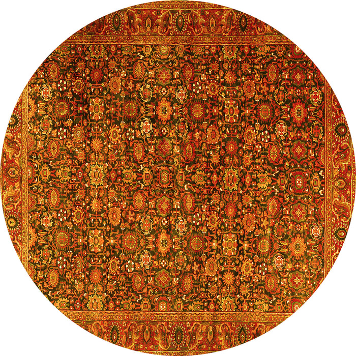 Round Persian Yellow Traditional Rug, tr3459yw