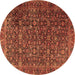 Round Persian Brown Traditional Rug, tr3459brn