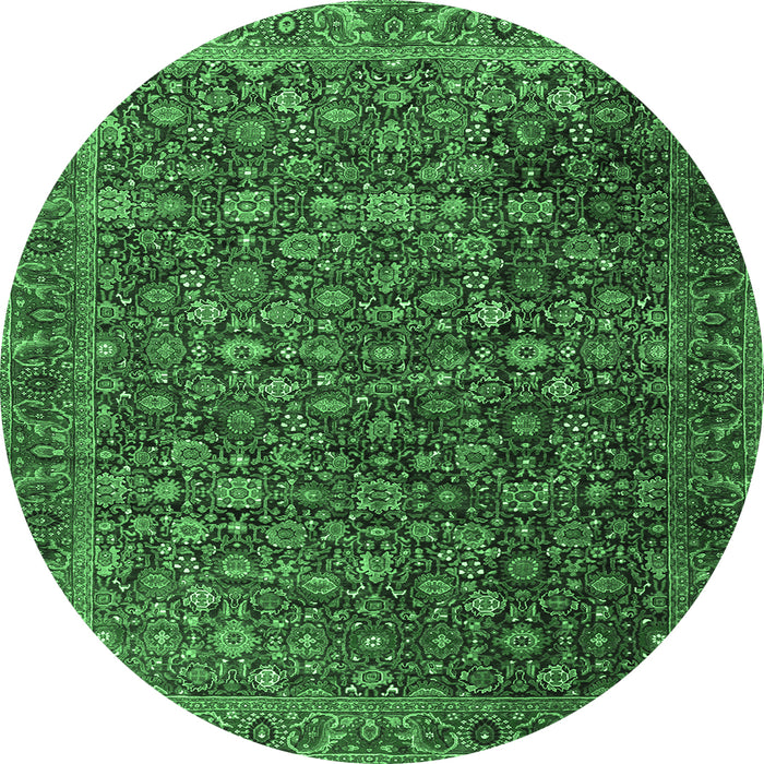 Round Persian Emerald Green Traditional Rug, tr3459emgrn