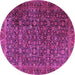 Round Machine Washable Persian Purple Traditional Area Rugs, wshtr3459pur