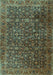 Machine Washable Persian Turquoise Traditional Area Rugs, wshtr3459turq