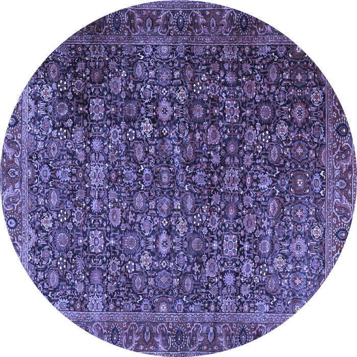 Round Machine Washable Persian Blue Traditional Rug, wshtr3459blu