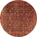 Round Machine Washable Persian Brown Traditional Rug, wshtr3459brn