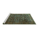 Sideview of Machine Washable Persian Turquoise Traditional Area Rugs, wshtr3459turq