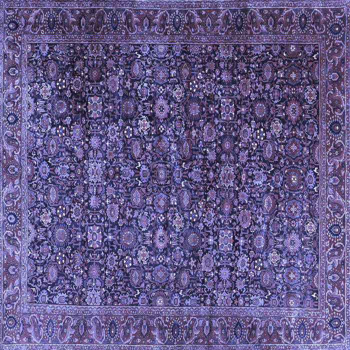 Square Machine Washable Persian Blue Traditional Rug, wshtr3459blu