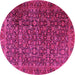 Round Machine Washable Persian Pink Traditional Rug, wshtr3459pnk