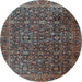 Round Machine Washable Persian Light Blue Traditional Rug, wshtr3459lblu