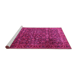 Sideview of Machine Washable Persian Pink Traditional Rug, wshtr3459pnk