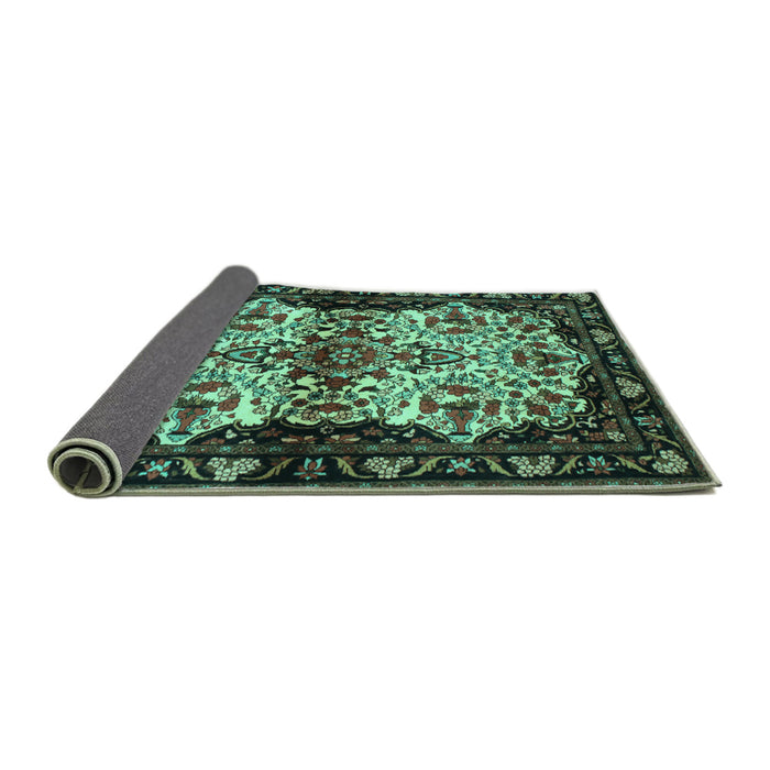 Sideview of Persian Turquoise Traditional Rug, tr345turq