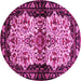 Round Machine Washable Persian Pink Traditional Rug, wshtr345pnk