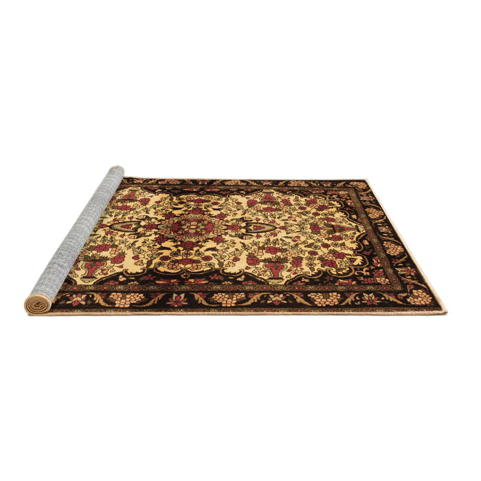 Sideview of Machine Washable Persian Brown Traditional Rug, wshtr345brn
