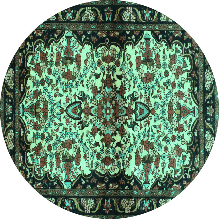 Round Persian Turquoise Traditional Rug, tr345turq
