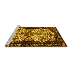 Sideview of Machine Washable Persian Yellow Traditional Rug, wshtr345yw