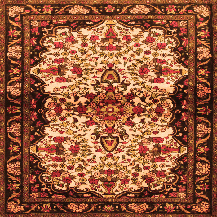 Round Machine Washable Persian Orange Traditional Area Rugs, wshtr345org