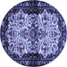 Round Persian Blue Traditional Rug, tr345blu