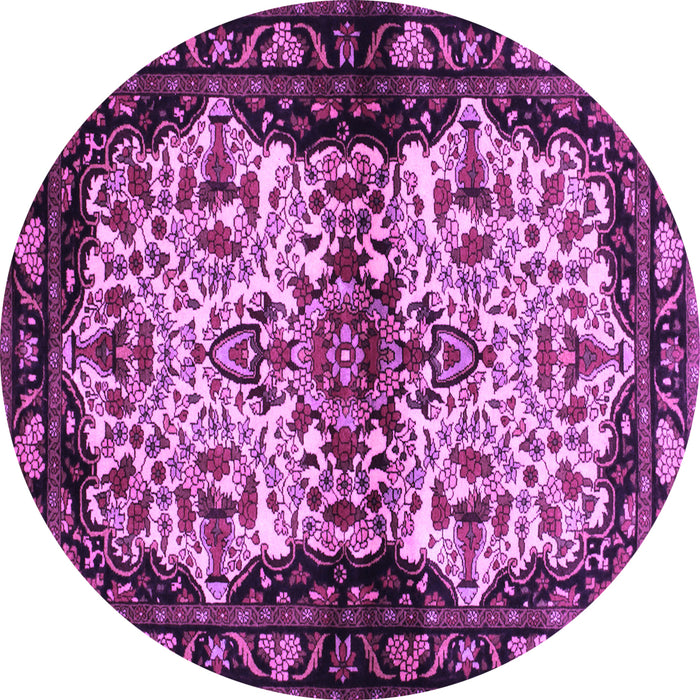 Round Machine Washable Persian Purple Traditional Area Rugs, wshtr345pur