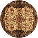 Round Machine Washable Persian Brown Traditional Rug, wshtr345brn