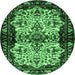 Round Machine Washable Persian Emerald Green Traditional Area Rugs, wshtr345emgrn