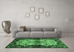 Machine Washable Persian Emerald Green Traditional Area Rugs in a Living Room,, wshtr345emgrn