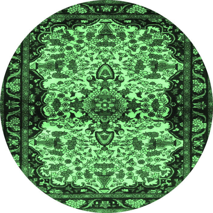 Round Persian Emerald Green Traditional Rug, tr345emgrn