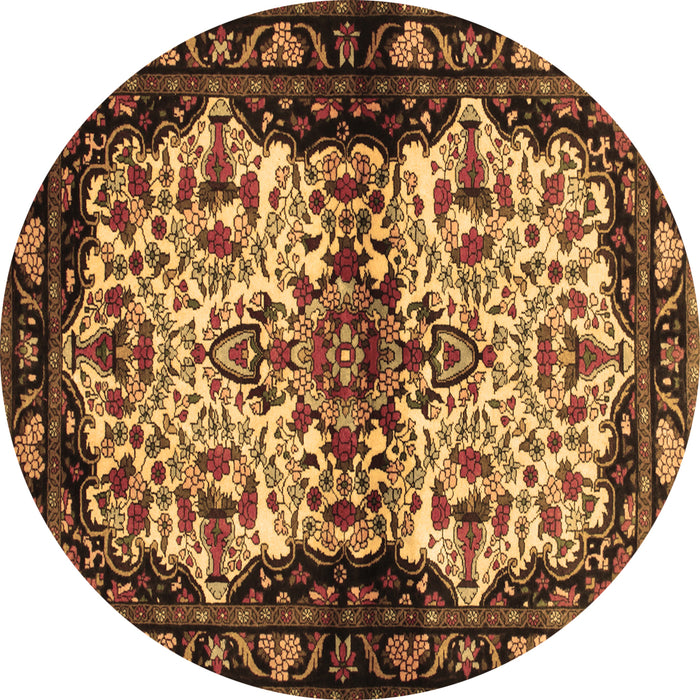 Round Persian Brown Traditional Rug, tr345brn