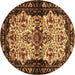 Round Persian Brown Traditional Rug, tr345brn