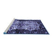 Sideview of Machine Washable Persian Blue Traditional Rug, wshtr345blu