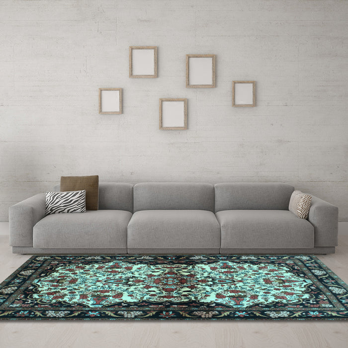 Machine Washable Persian Light Blue Traditional Rug in a Living Room, wshtr345lblu