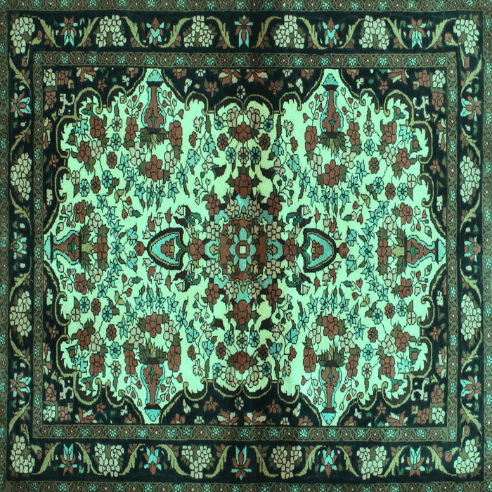 Square Machine Washable Persian Turquoise Traditional Area Rugs, wshtr345turq