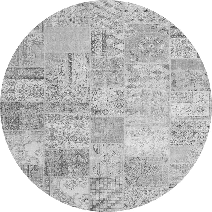 Machine Washable Patchwork Gray Transitional Rug, wshtr3460gry