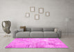 Machine Washable Patchwork Pink Transitional Rug in a Living Room, wshtr3460pnk