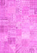 Machine Washable Patchwork Pink Transitional Rug, wshtr3460pnk