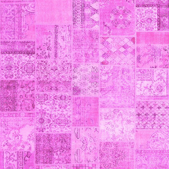 Machine Washable Patchwork Pink Transitional Rug, wshtr3460pnk