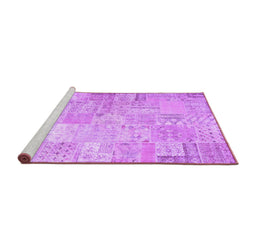 Sideview of Machine Washable Patchwork Purple Transitional Area Rugs, wshtr3460pur